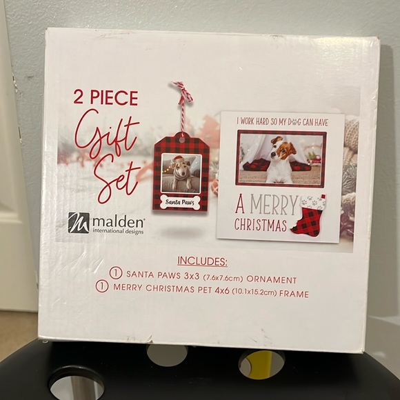 NEW DOGGY CHRISTMAS PHOTO FRAME ORNAMENT, black & red plaid - Picture 6 of 7